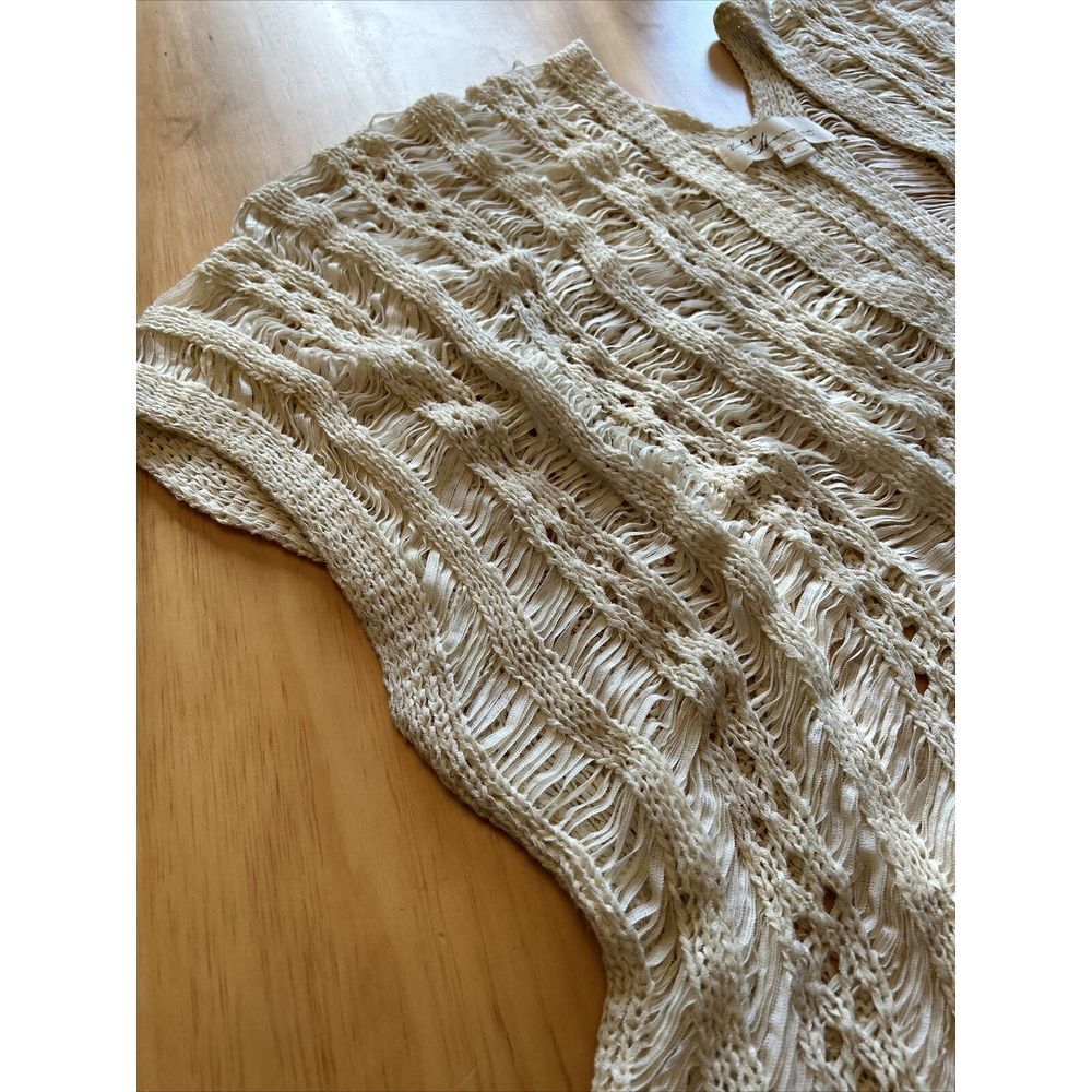 VINTAGE HAVANA IVORY BOHO FRINGE CARDIGAN SIZE M - Picture 8 of 11